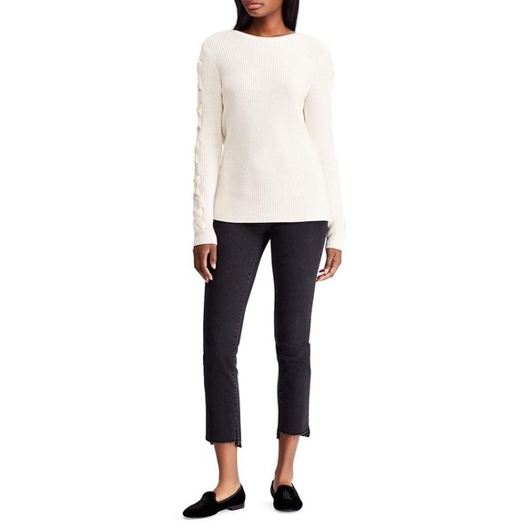 [Ralph Lauren] Winter Cream Lace Up Sweater - Picture 6 of 9